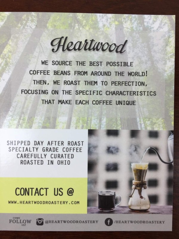Heartwood Coffee Club Box April 2016 (1)