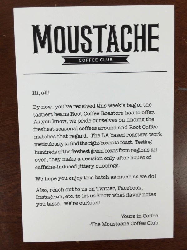 Moustache Coffee Club Box April 2016 (2)