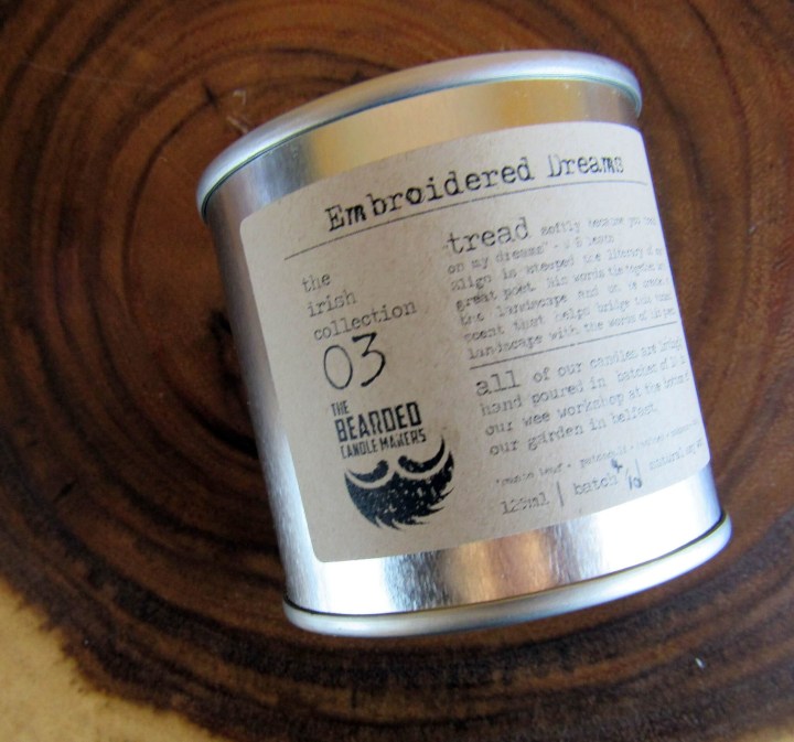 The Bearded Candle Makers - WB Yeats - Embroidered Dreams Candle - Belfast