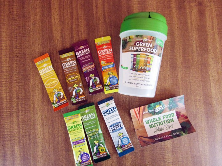 Amazing Grass Shaker Cup and 7 Flavors of Green Superfood Pockets