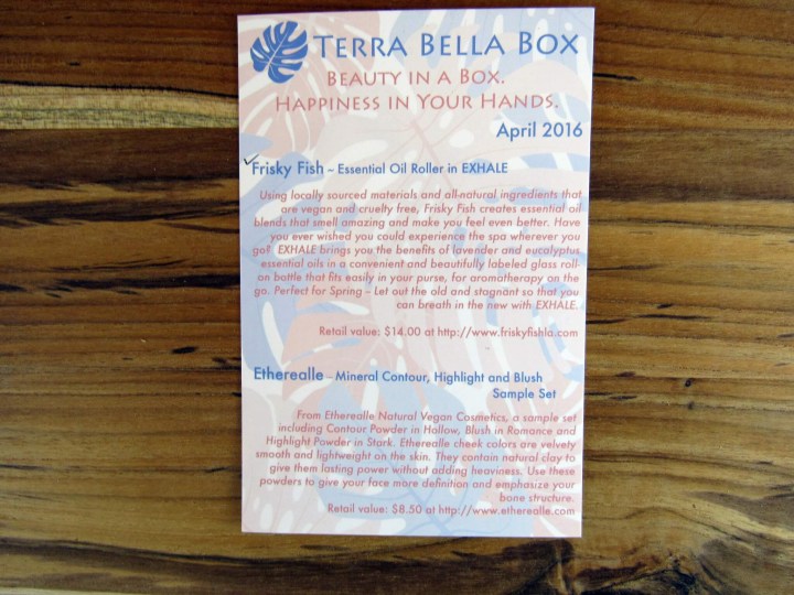 April Information Card - Front