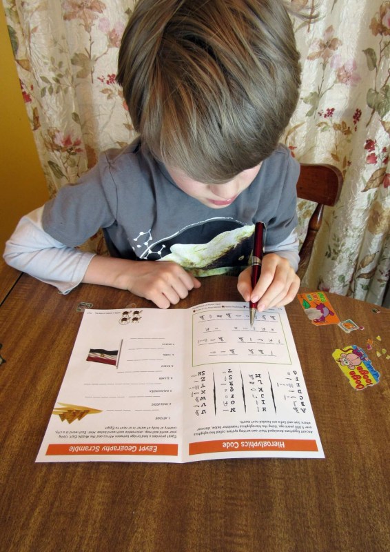 Working on the activity booklet.
