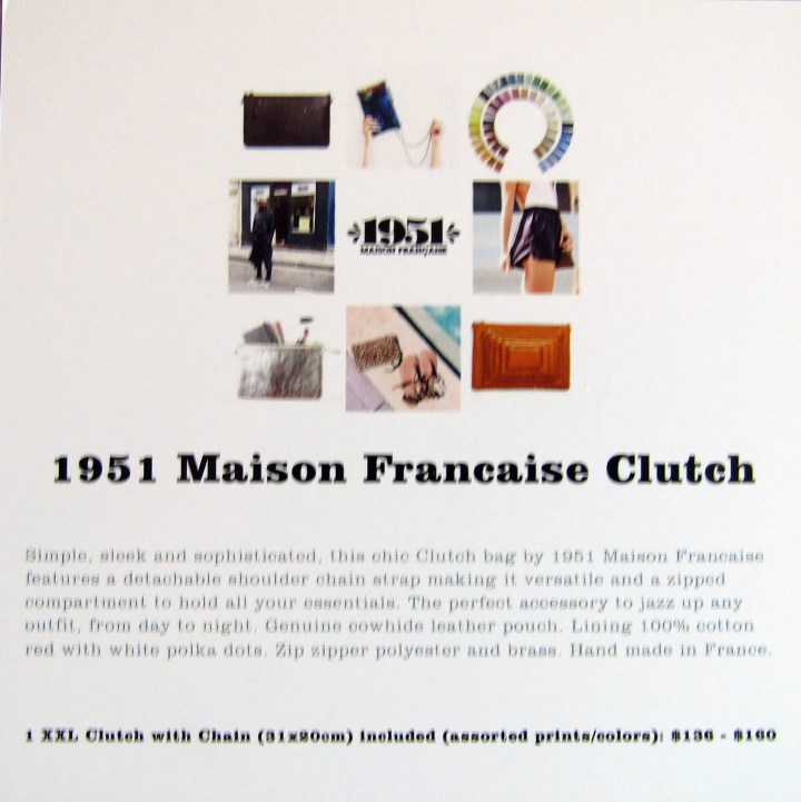 1951 Maison Francaise Clutch Information card