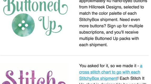 New StitchyBox Subscriptions – Buttons & Charts!