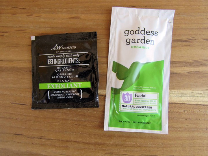 Goodness Garden Organics Sunscreen Sampler and SW Basic Exfoliate Sample