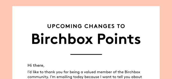 Updated Message from Birchbox re: Points Program
