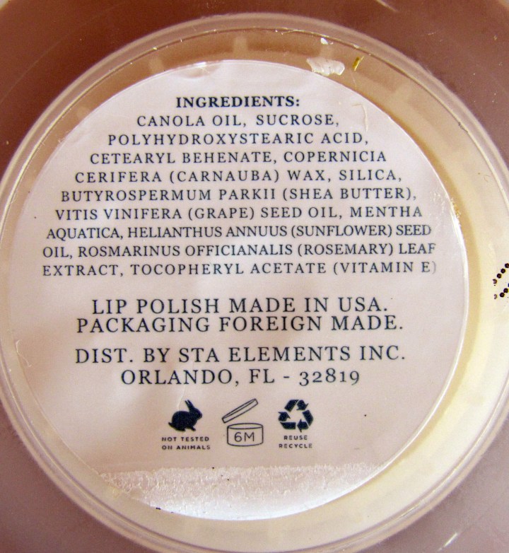 List of Ingredients on Container