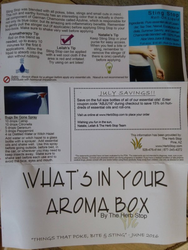 Herb Stop Aroma Box July 2016 Subscription Box Review ...