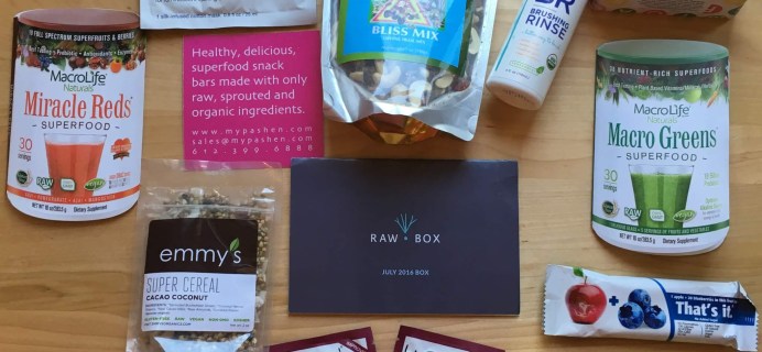 Raw Box July 2016 Subscription Box Review + Coupon