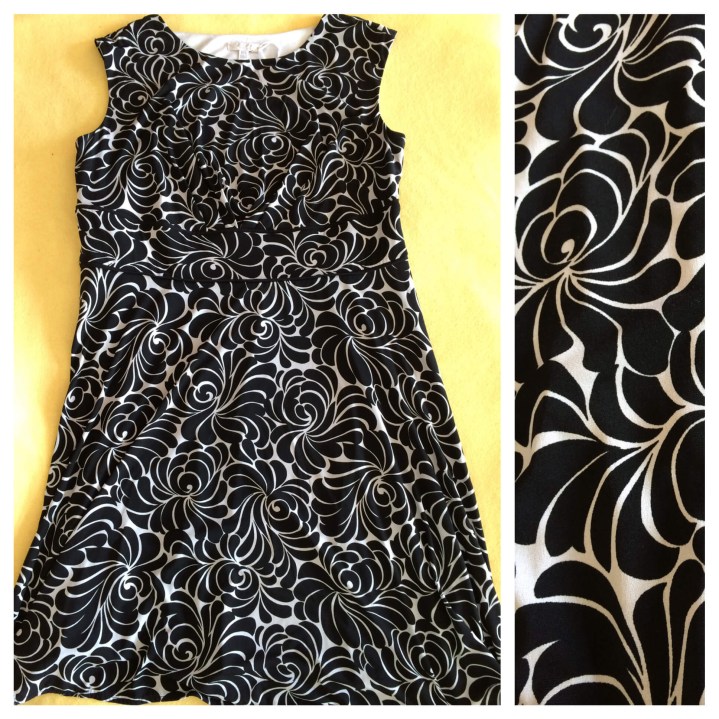 London Times Fit and Flare dress in Black and Cream Print 16W detail
