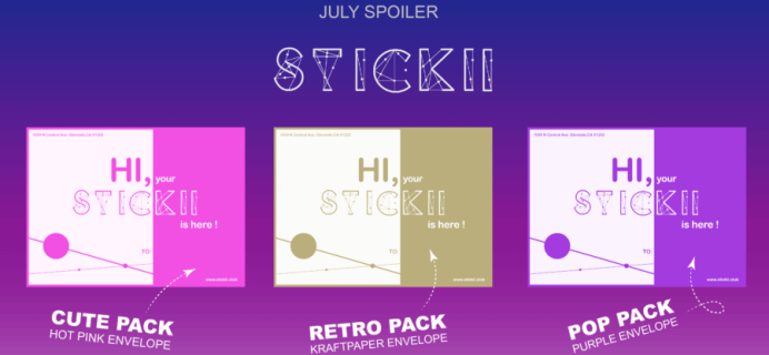 Stickii Sticker Subscription July 2016 Spoilers