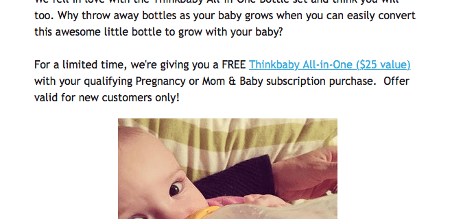 Ecocentric Mom Deal: Free ThinkBaby Bottle With Subscription – $25 Value!