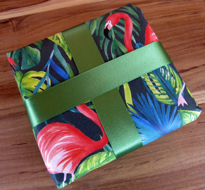 Flamingo Wrapper Paper with Clover Satin Ribbon