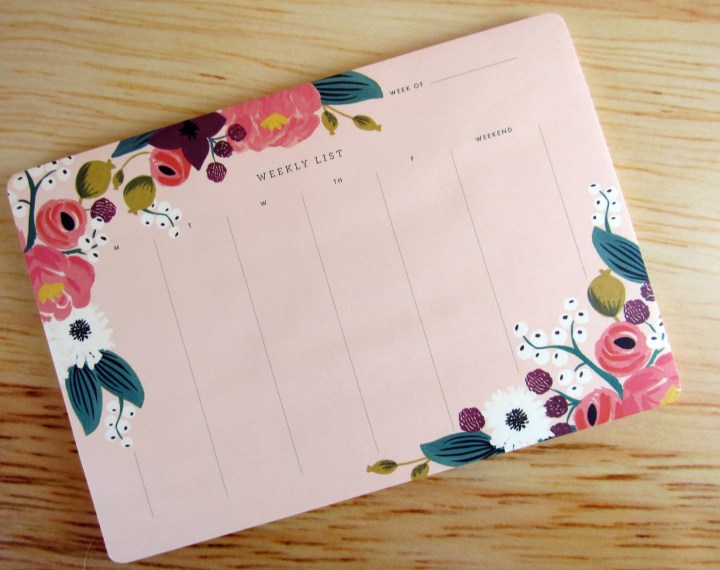 Pink Floral Weekly Desk Planner