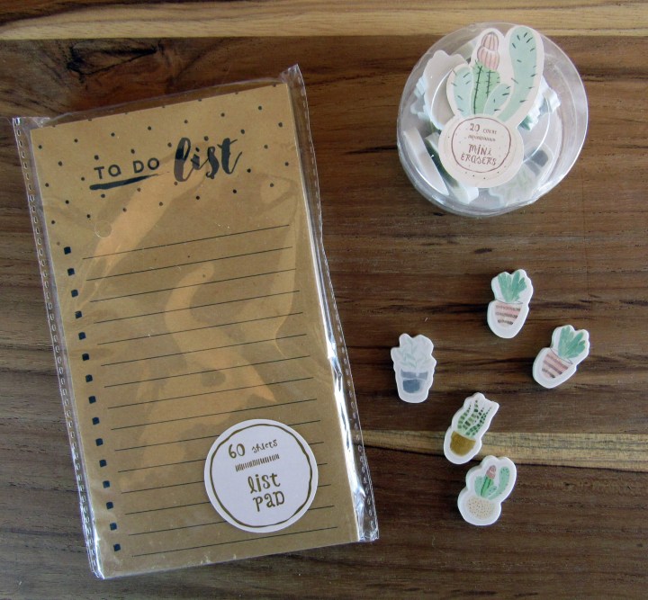 To Do List and Cacti Mini Erasers
