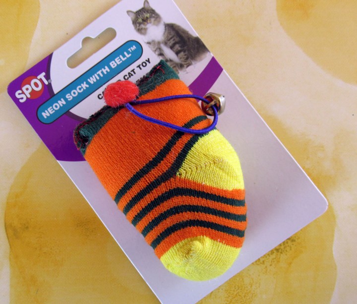 Neon Sockwith Bell Catnip Toy