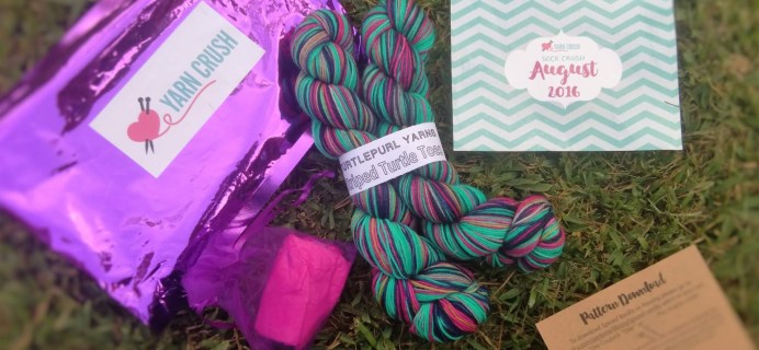 Sock Crush by Yarn Crush August 2016 Subscription Box Review + Coupon