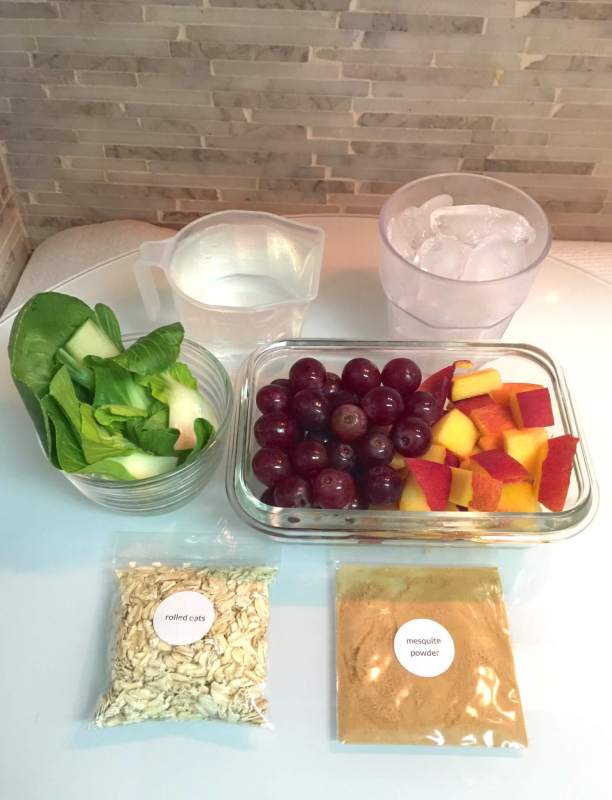 Ingredients for Bok Choy and Peach Energy smoothie