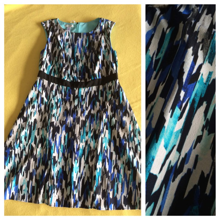 LONDON TIMES FIT & FLARE DRESS IN ABSTRACT IKAT