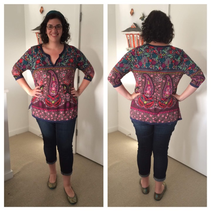 ISABEL + ALICE MIXED PRINTED NOTCHED TUNIC