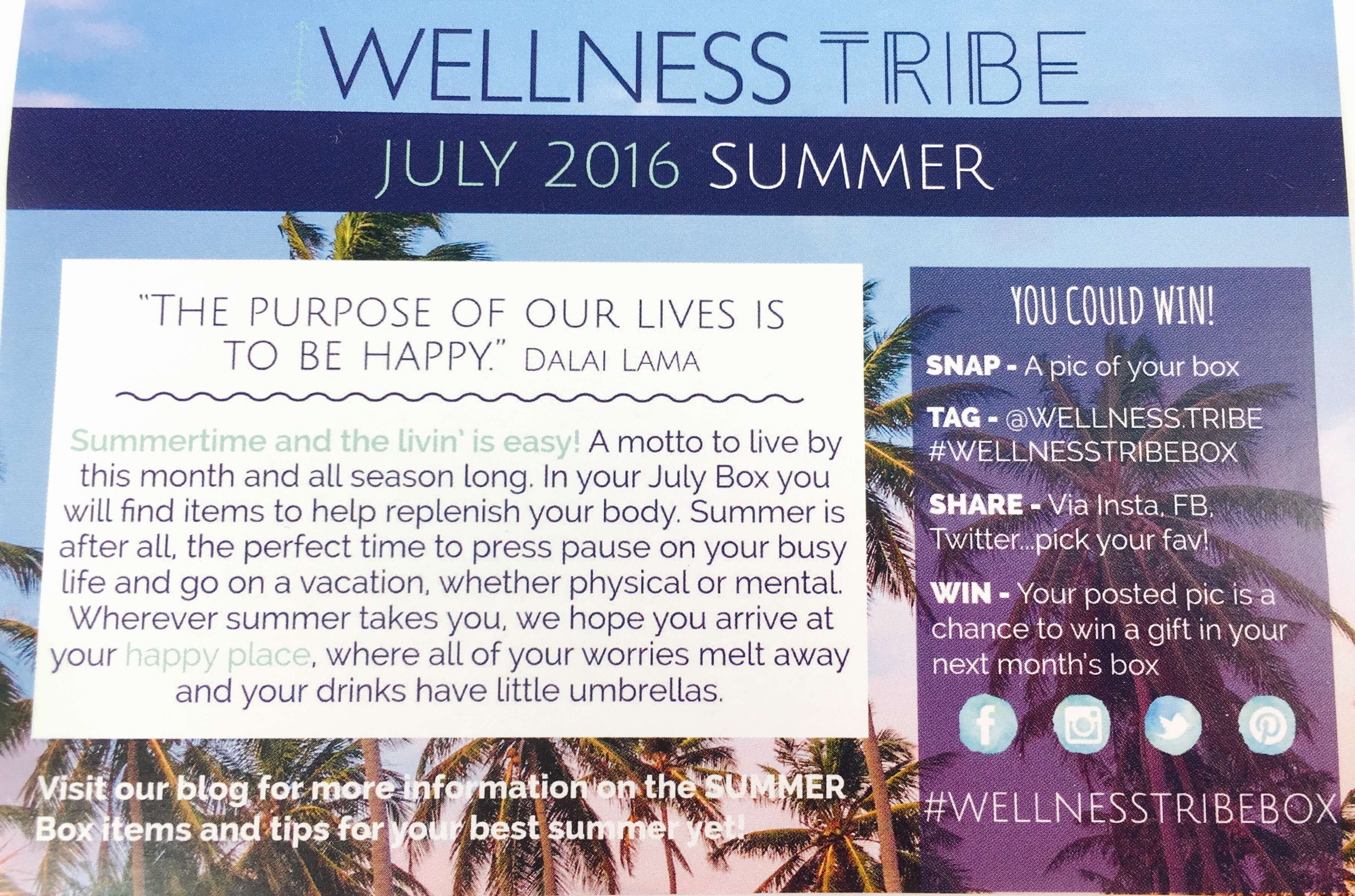 Wellness Tribe Subscription Box Review + Coupon July 2016 Hello