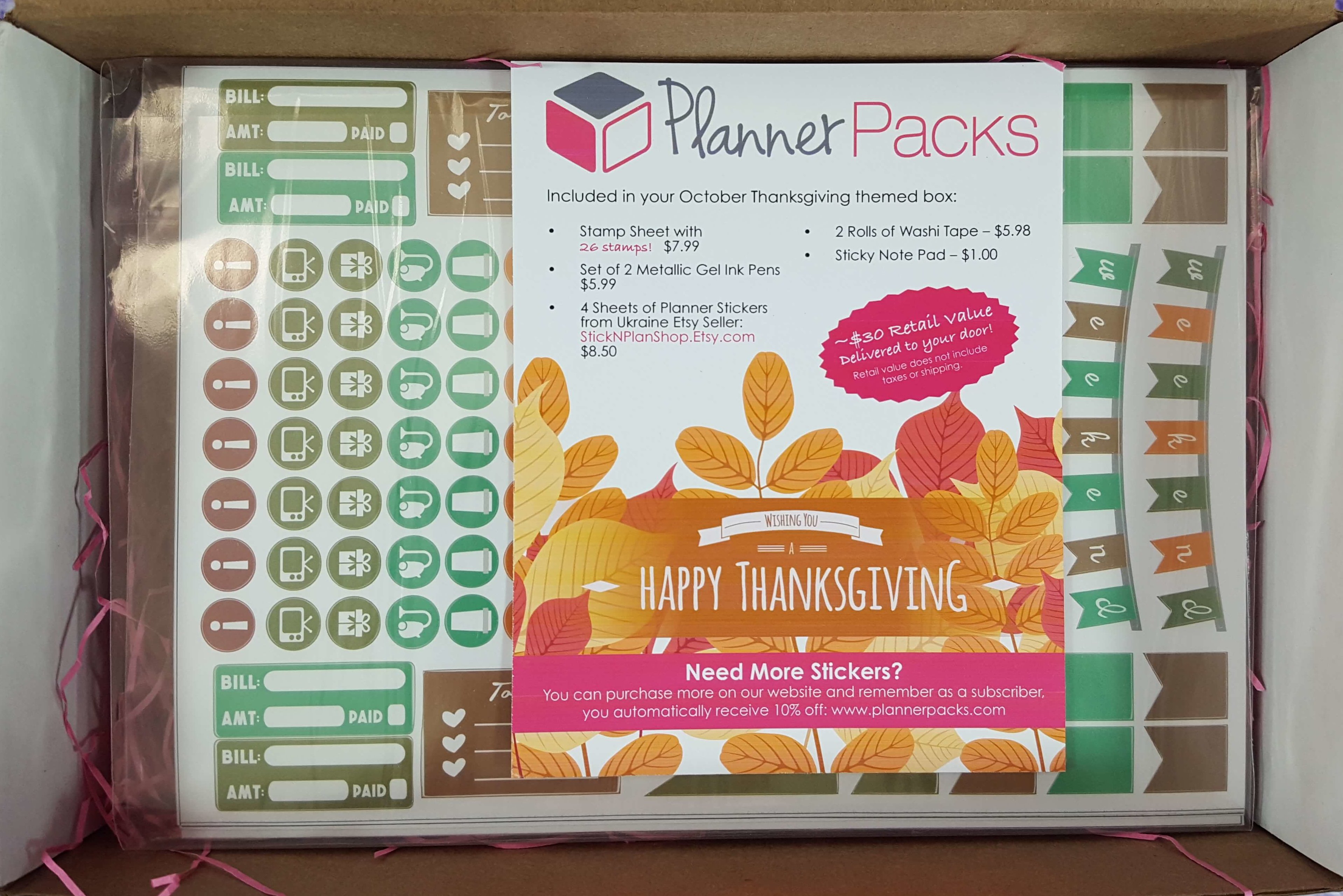 Planner Packs October 2016 Subscription Box Review & Coupon Hello
