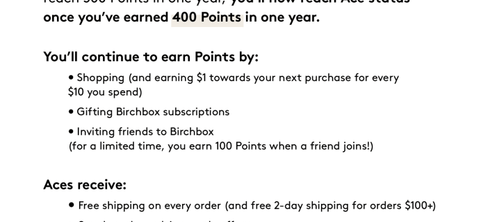 Birchbox Ace Update: Fewer Points Needed!