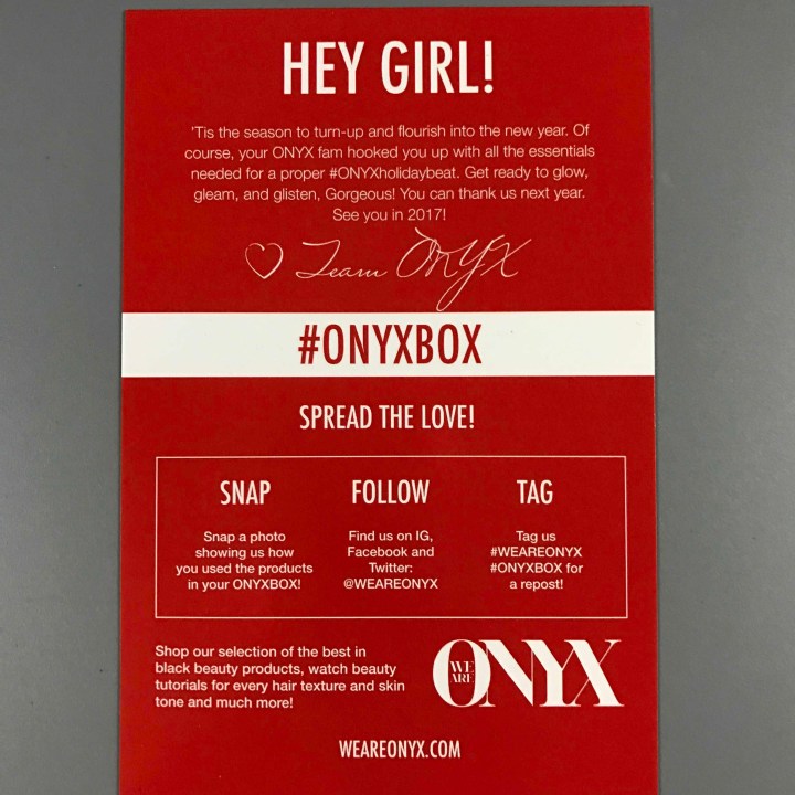 We Are Onyx ONYXBOX December 2016 Subscription Box Review - Hello ...
