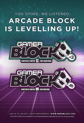 Arcade Block is now GAMER BLOCK! 2 Age Ratings Available Too!