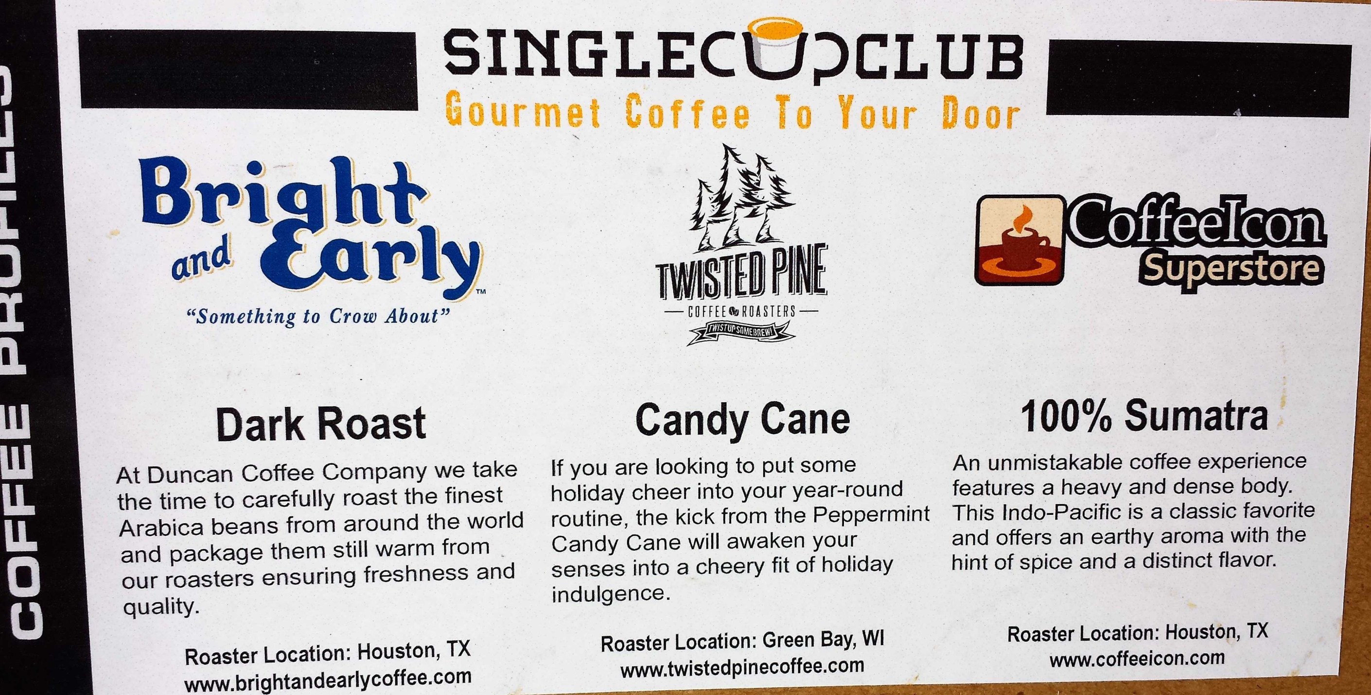 Single Cup Club Coffee Subscription Box Review + Coupon December 2016