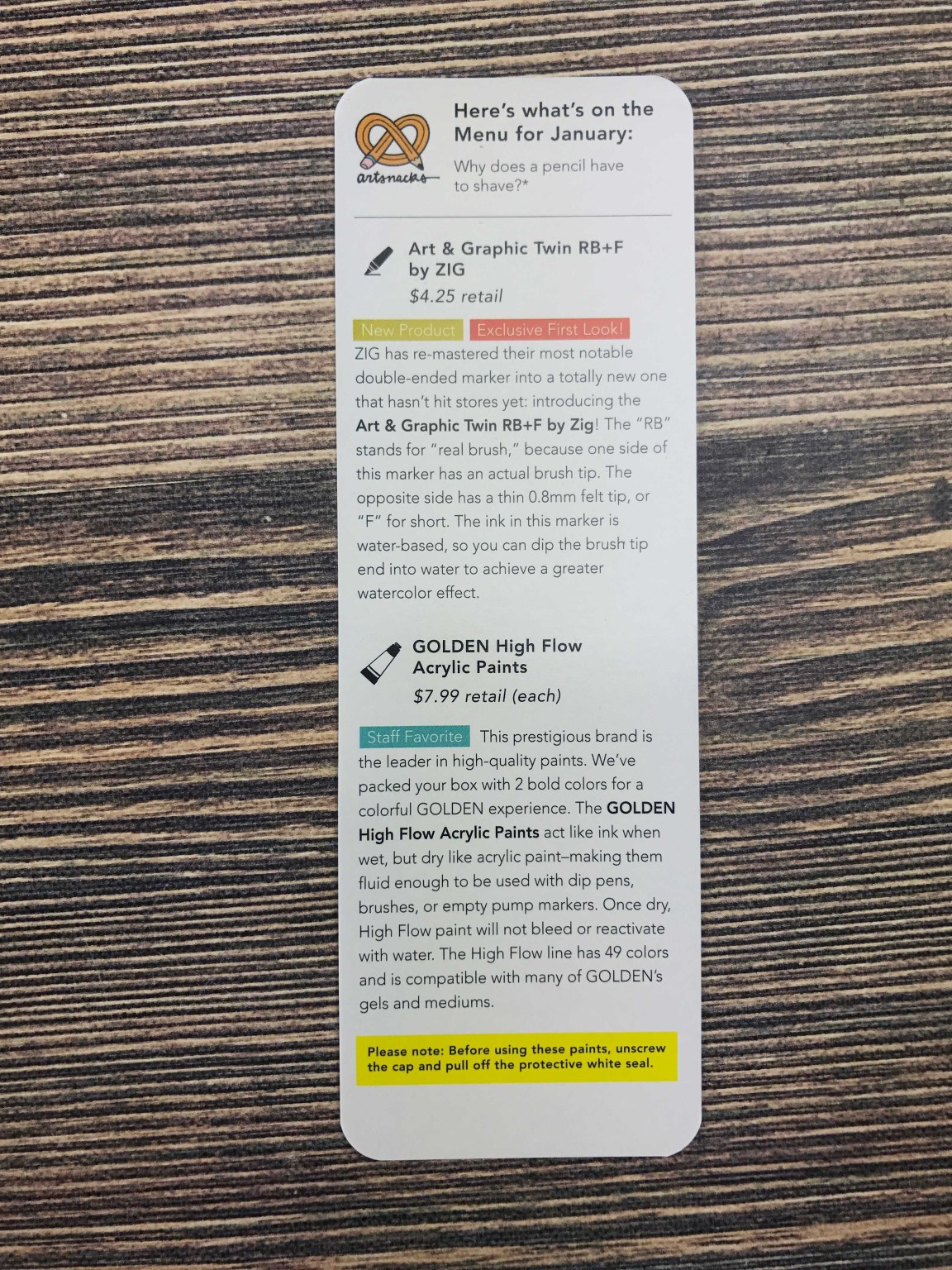 Art Snacks January 2017 Subscription Box Review Hello Subscription