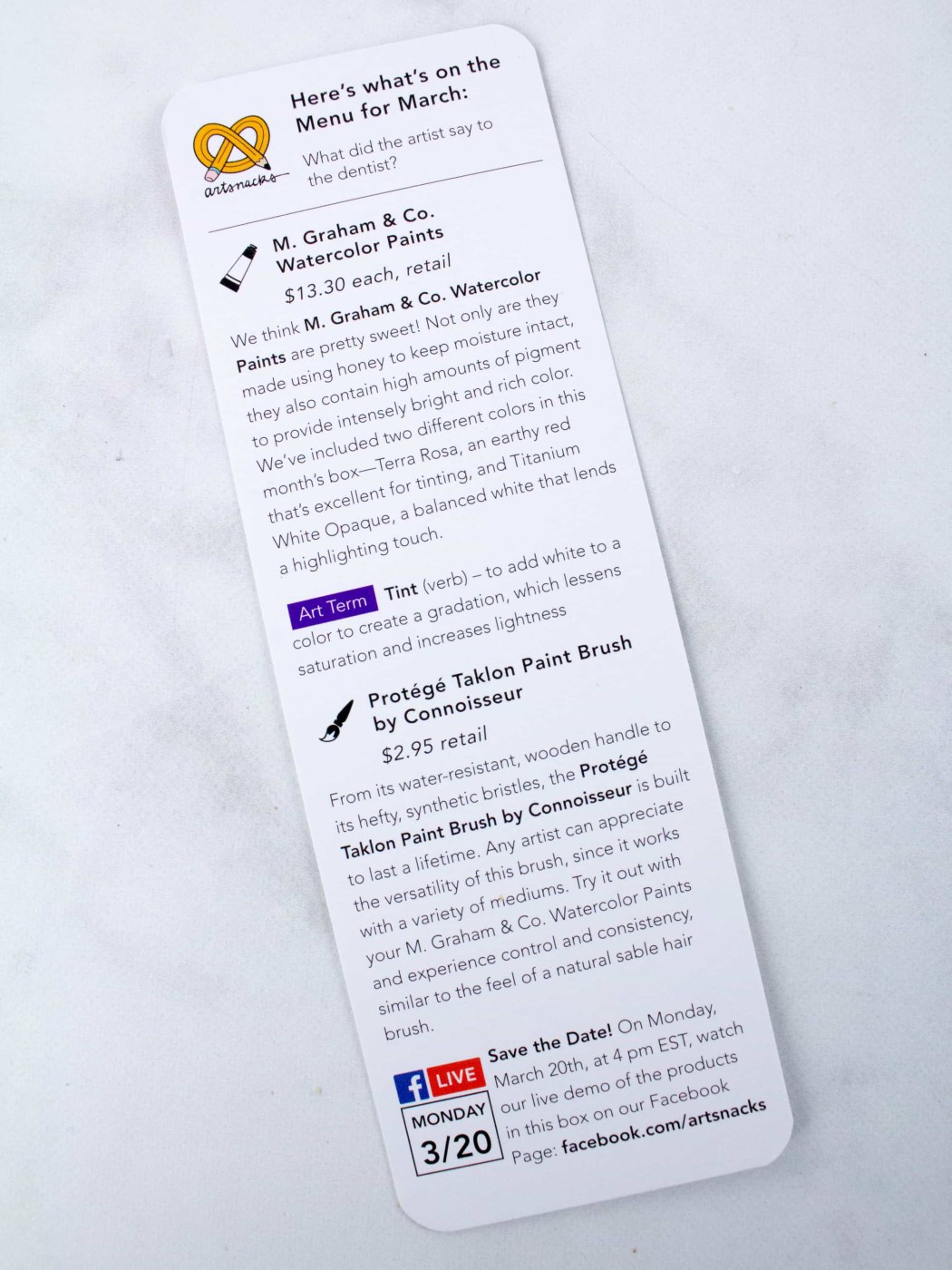 Art Snacks March 2017 Subscription Box Review Hello Subscription