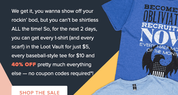 Loot Vault $5 Tees + $10 Baseball Shirts – 2 Days Only!