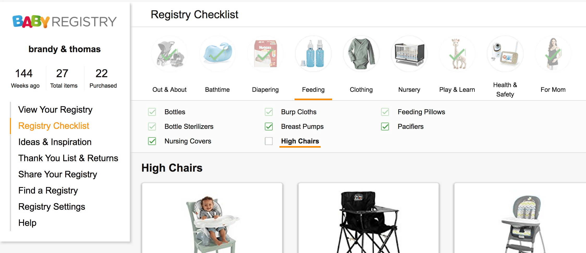 Amazon store baby checklist