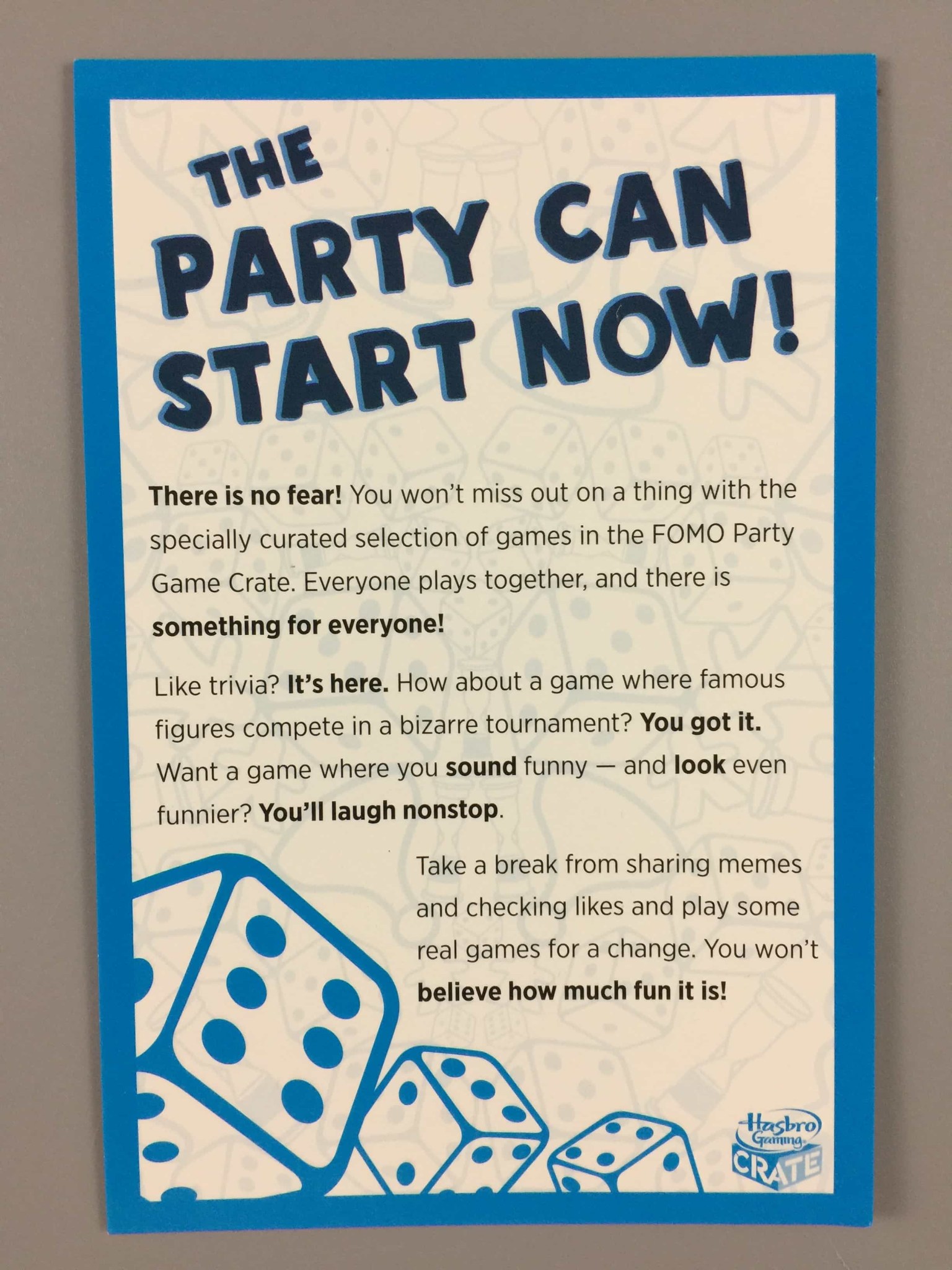 Hasbro Gaming Crate 2017 Subscription Box Review Party Crate Hello