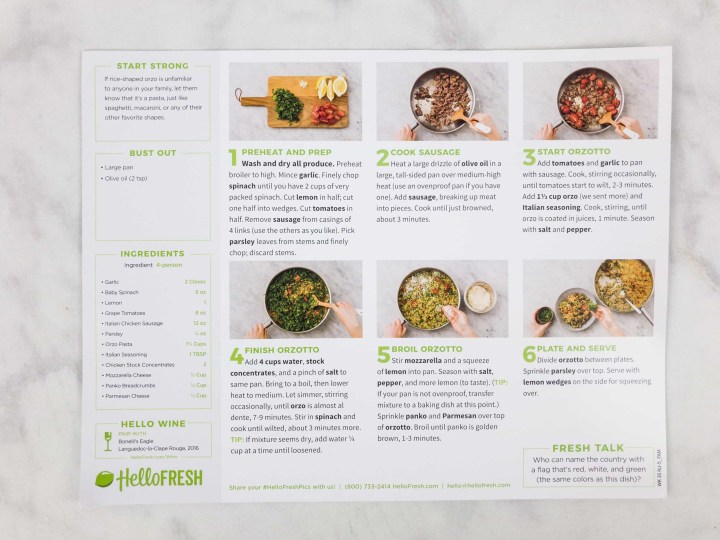 September 2017 Hello Fresh Subscription Box Review + Coupon! - Hello ...