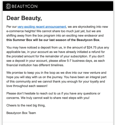 Beautycon Box Announces Closure