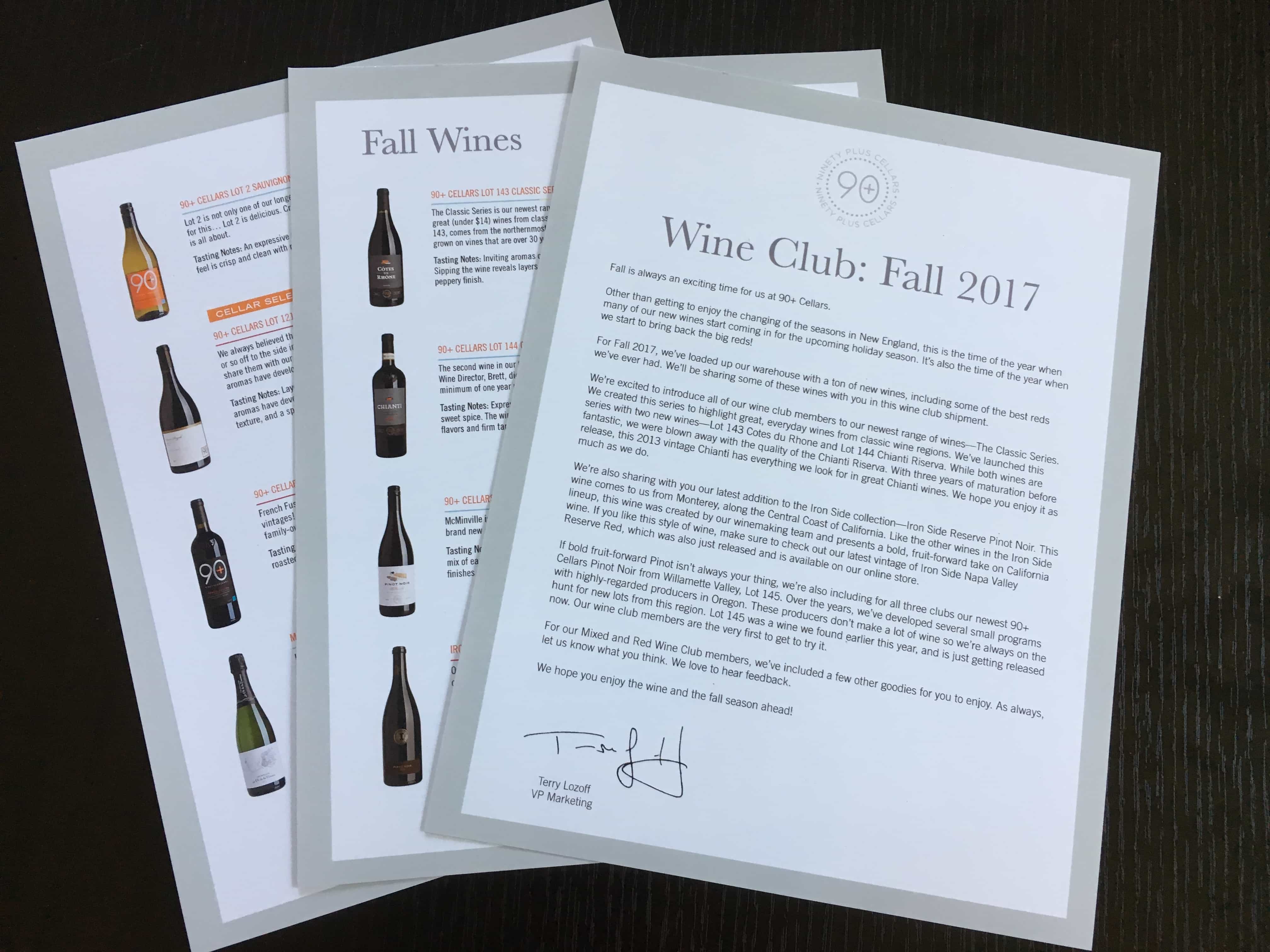 90+ Cellars Wine Club Subscription Box Review Fall 2017 Hello