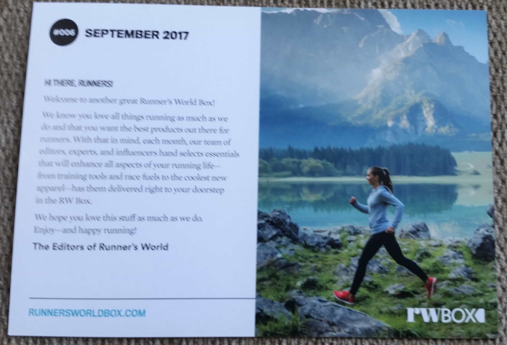 Runner's World Box Subscription Box Review September 2017 Hello