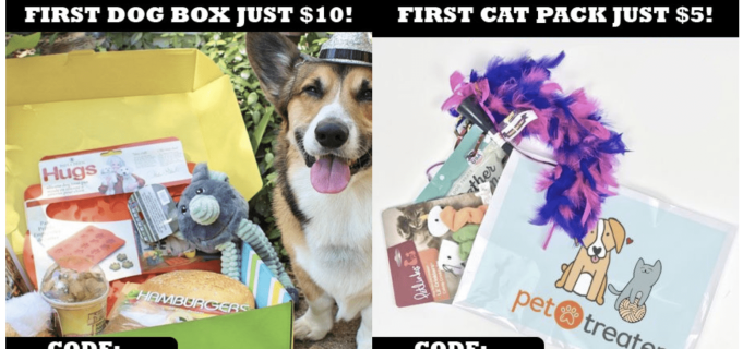 Pet Treater Cyber Monday Coupon: $10 First Dog Box or $5 Cat Pack!