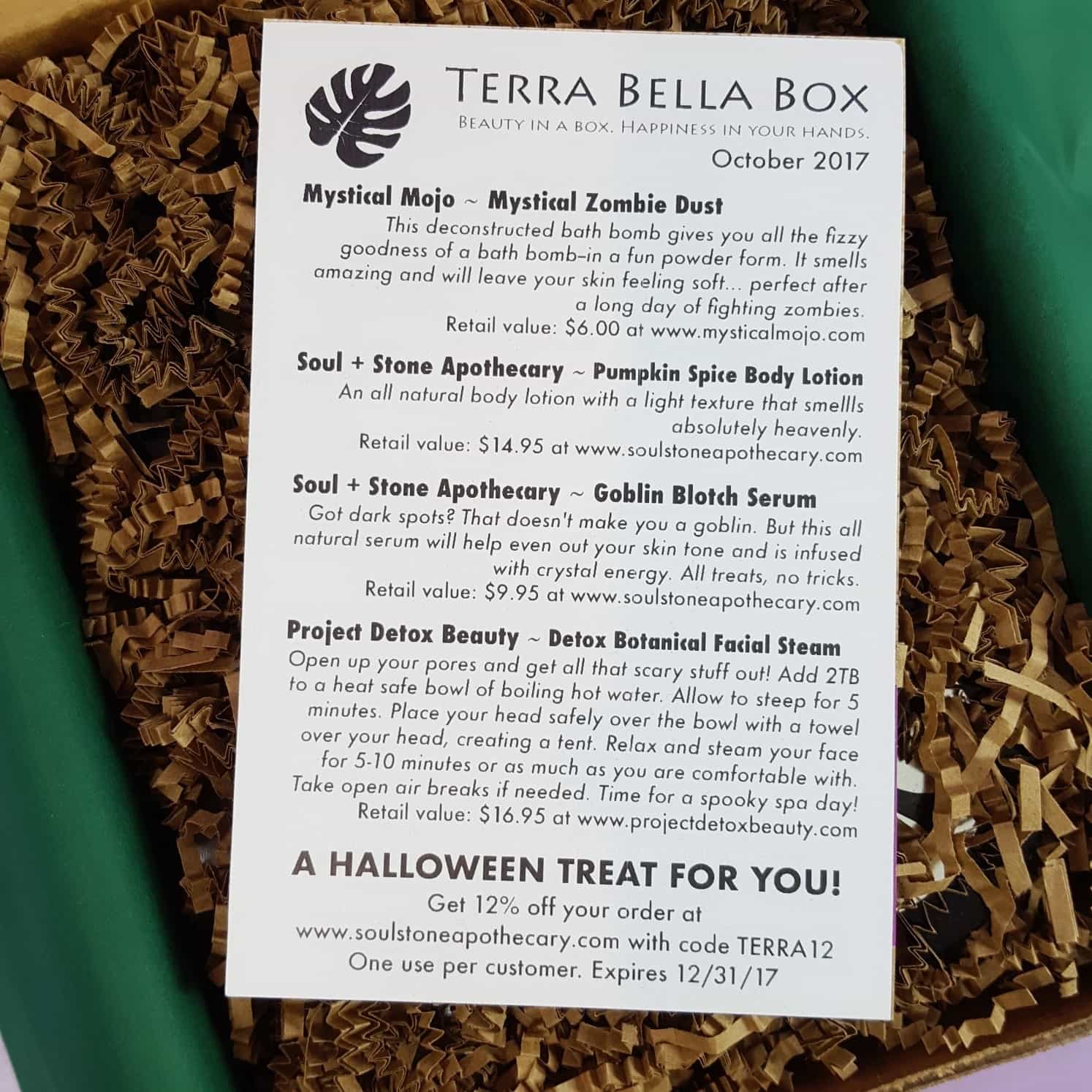 Terra Bella Subscription Box Review + Coupon October 2017 Hello