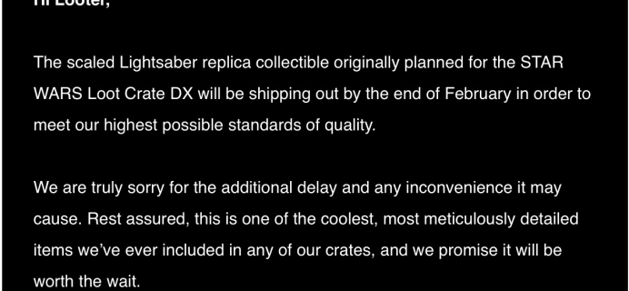 December 2017 Loot Crate DX Shipping Update