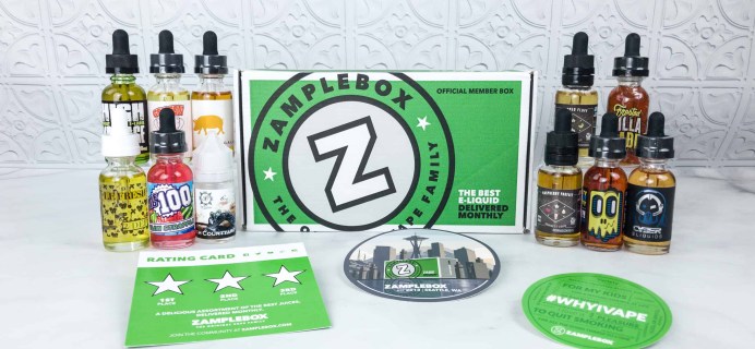 Zamplebox E-Juice April 2018 Subscription Box Review + Coupon!