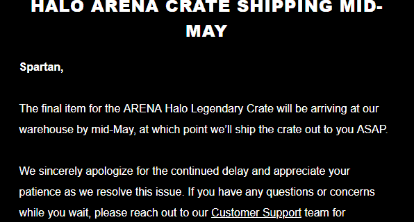 April 2018 Loot Crate Halo Legendary Crate Shipping Update