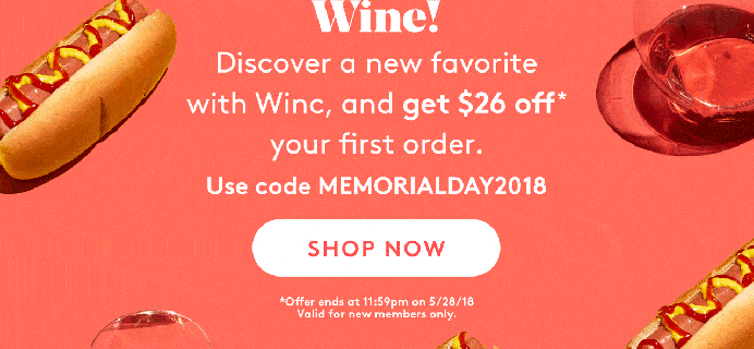 Winc Memorial Day Promo: Get $26 Off On Your First Box!