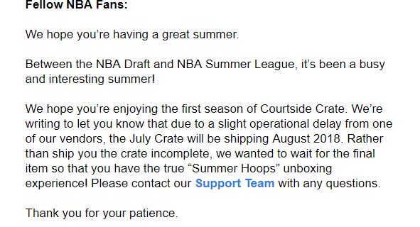 Sports Crate: NBA Courtside Edition SUMMER HOOPS Crate Shipping Update!