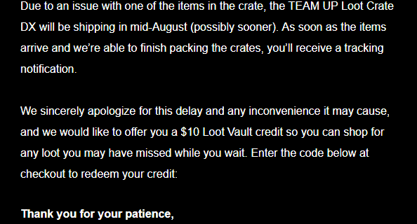 July 2018 Loot Crate DX Shipping Update
