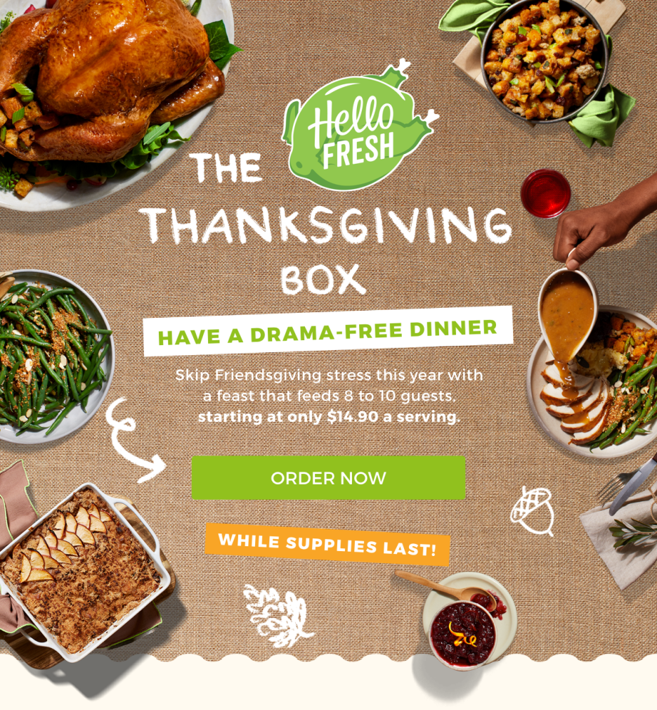 Hello Fresh Thanksgiving Box Available Now + Coupon! Hello Subscription