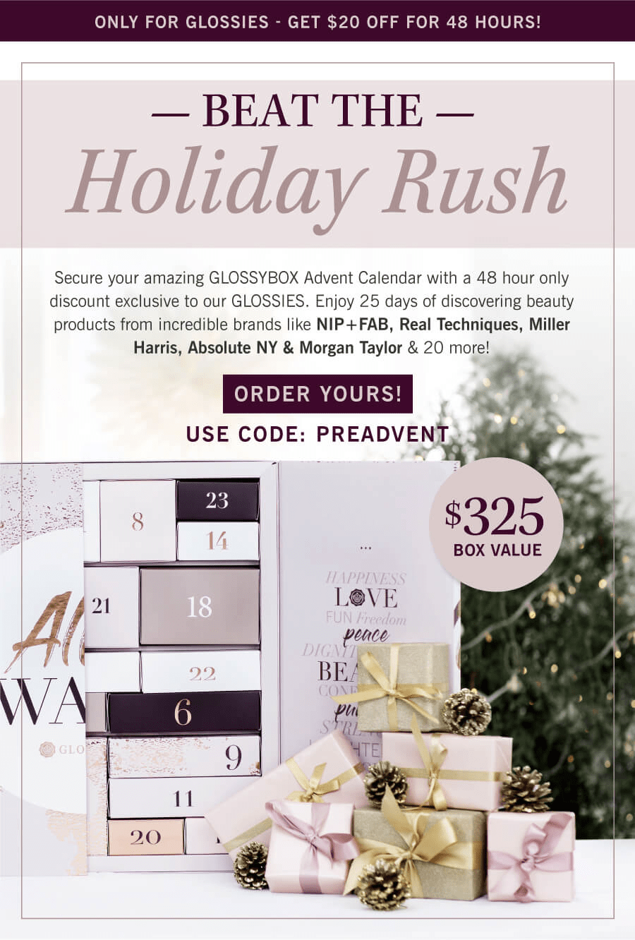 GLOSSYBOX Advent Calendar Available Now + 48 Hour Coupon! hello