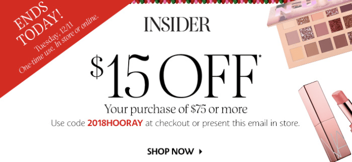LAST CALL for the Sephora Holiday Sale! Save $15 (more for VIB & Rouge!)